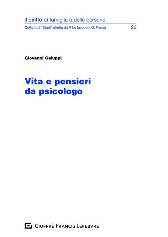 Vita e pensieri da psicologo - Giovanni Galuppi - copertina