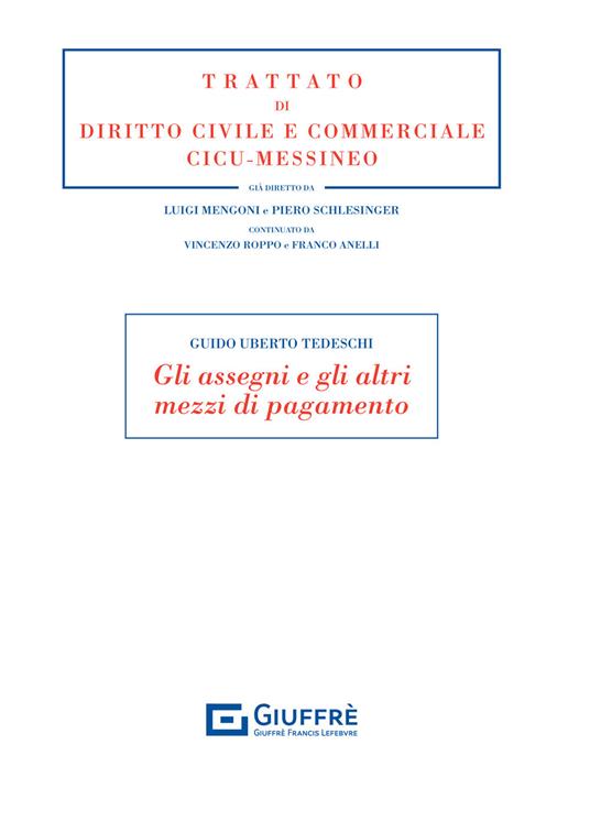 Gli assegni e gli altri mezzi di pagamento - Guido Uberto Tedeschi - copertina