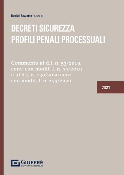 Decreti sicurezza. Profili penali e processuali - copertina