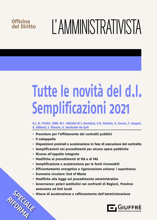 Tutte le novità del d.l. Semplificazioni 2021 - Biagio Giliberti,Francesco Oliverio - copertina