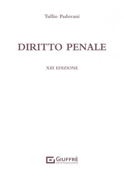 Diritto penale - Tullio Padovani - copertina