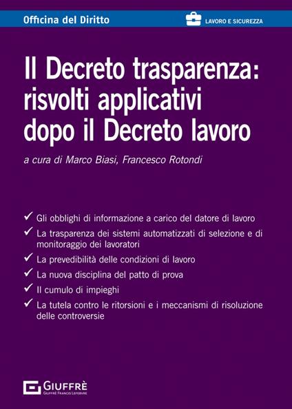 Il decreto trasparenza: risvolti applicativi dopo il decreto lavoro - copertina