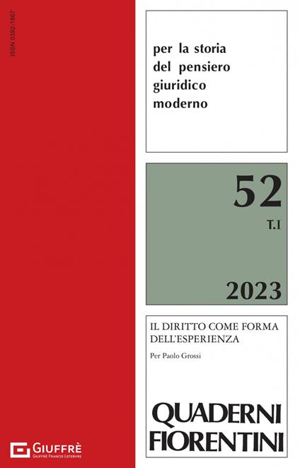 Quaderni fiorentini per la storia del pensiero giuridico moderno (2023). Vol. 52 - copertina