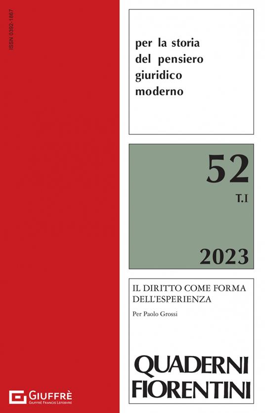 Quaderni fiorentini per la storia del pensiero giuridico moderno (2023). Vol. 52 - copertina
