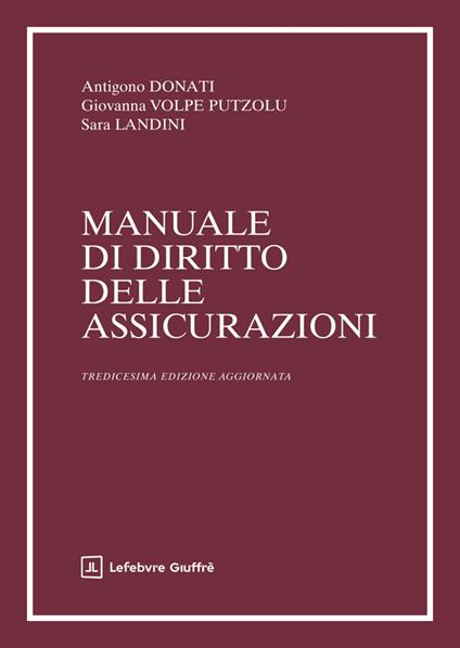 Manuale di diritto delle assicurazioni - Antigono Donati,Giovanna Volpe Putzolu - copertina