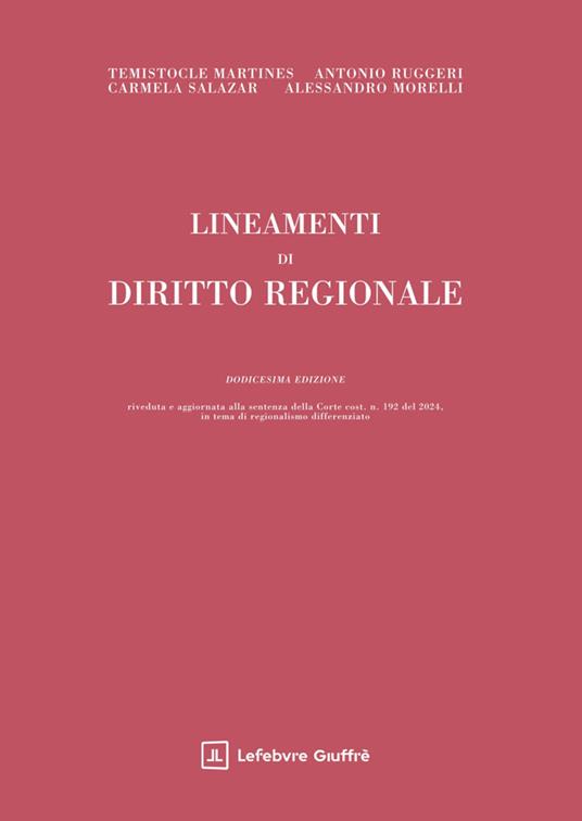 Lineamenti di diritto regionale - Temistocle Martines,Alessandro Morelli,Antonio Ruggeri - copertina