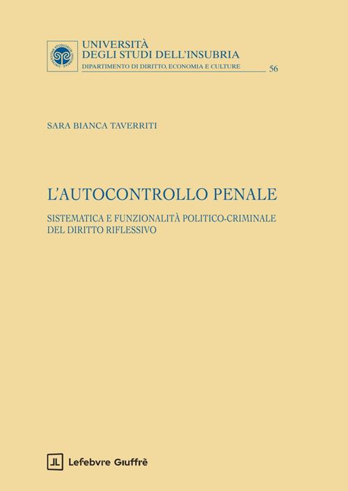 L'autocontrollo penale - Taverriti Sara Bianca - copertina