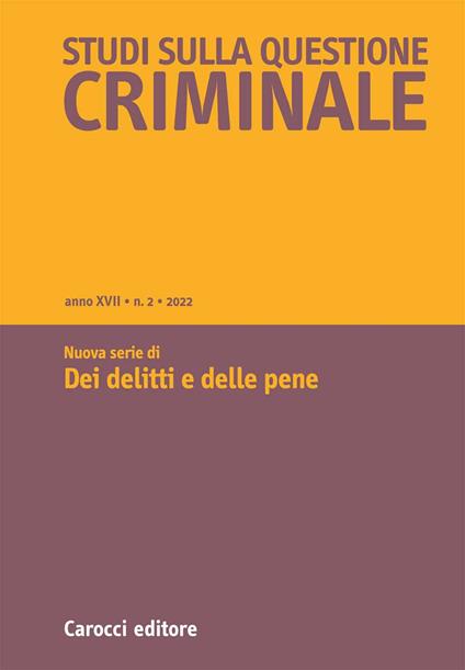 Studi sulla questione criminale (2022). Vol. 2 - copertina