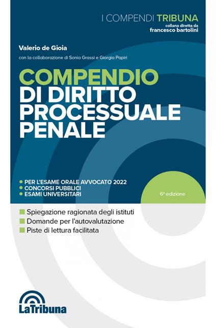 Compendio di diritto processuale penale - Valerio De Gioia,Sonia Grassi,Giorgia Papiri - copertina