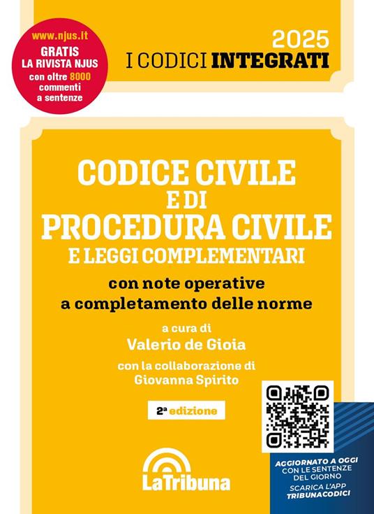 Codice civile e di procedura civile e leggi complementari con note operative a completamento delle norme - copertina