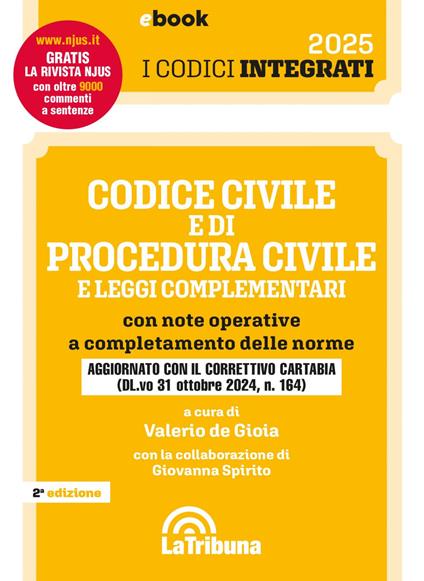 Codice civile e di procedura civile e leggi complementari - Valerio De Gioia,Giovanna Spirito - ebook