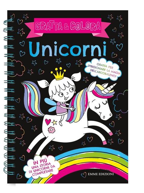 Unicorni. Gratta & colora. Ediz. a spirale. Con gadget - Sarah Wade - copertina