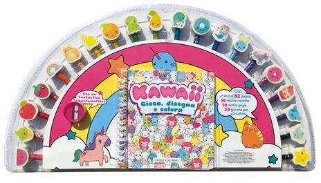 Kawaii. Gioca, disegna e colora. Con adesivi. Ediz. a colori. Ediz. a spirale. Con gadget - copertina