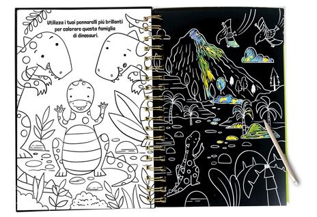 Fantastici dinosauri. Neon gratta e colora. Ediz. illustrata. Con matita in legno per grattare - 2