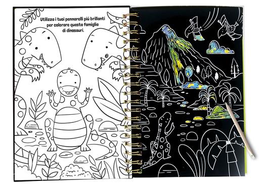 Fantastici dinosauri. Neon gratta e colora. Ediz. illustrata. Con matita in legno per grattare - 2