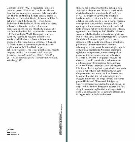 Metafisica. Testo latino a fronte - Alexander Gottlieb Baumgarten - 2