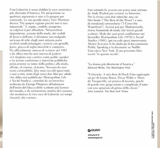 La vita è qualcosa da fare quando non si riesce a dormire - Fran Lebowitz - 2