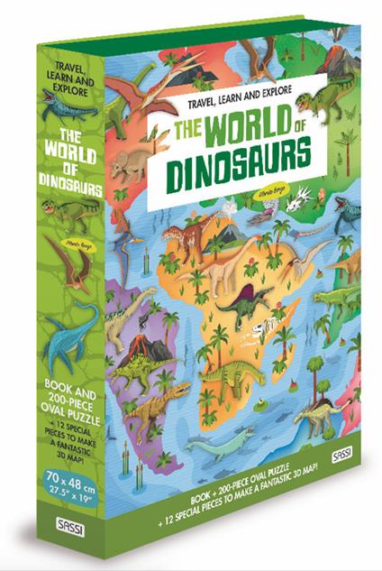 The world of dinosaurs. Travel, learn and explore. Ediz. a colori. Con puzzle - Alberto Borgo,Irena Trevisan - copertina