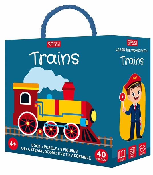 Trains. Q-box. Ediz. a colori. Con 3 figures. Con puzzle. Con steamlocomotive to assemble - Matteo Gaule - copertina