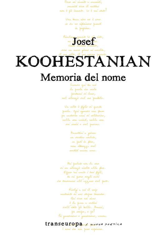 Memoria del nome - Josef Koohestanian - copertina