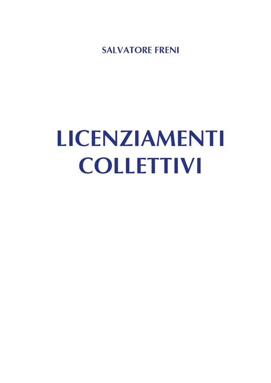 Licenziamenti collettivi - Salvatore Freni - copertina