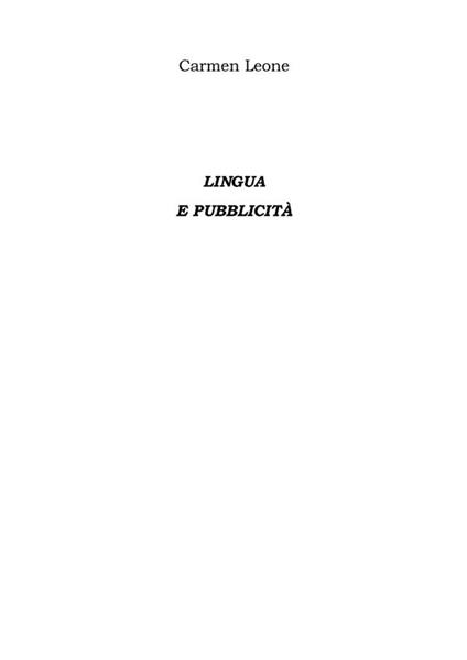 Lingua e pubblicità - Carmen Leone - ebook