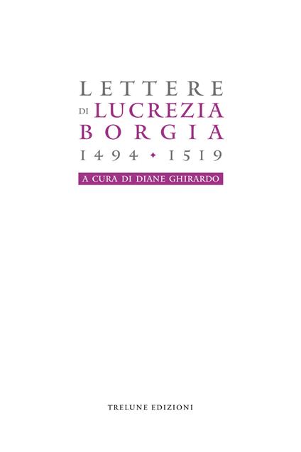 Lucrezia Borgia. Lettere (1494-1519) - copertina