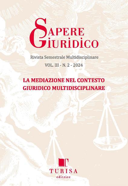 Sapere giuridico. Rivista semestrale multidisciplinare. Vol. 3/2: La mediazione nel contesto giuridico multidisciplinare - copertina