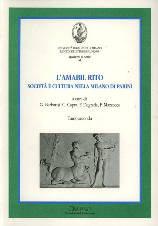 L'amabil rito. Società e cultura nella Milano del Parini - copertina
