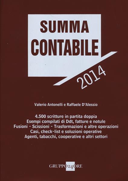  Summa contabile 2014 -  Valerio Antonelli, Raffaele D'Alessio - copertina