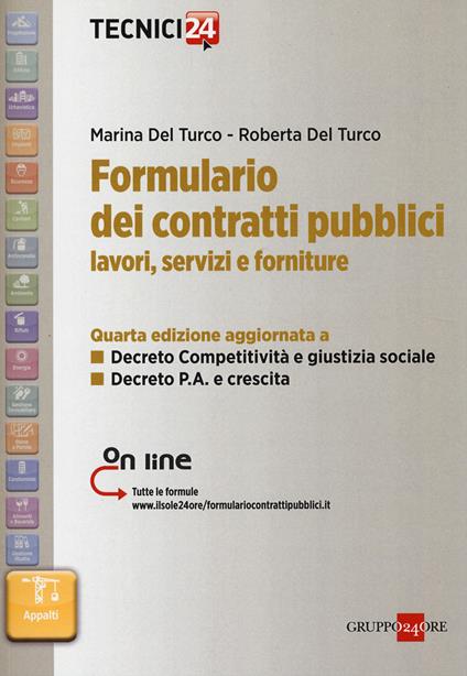 Formulario dei contratti pubblici. Lavori, servizi e forniture - Marina Del Turco,Roberta Del Turco - copertina