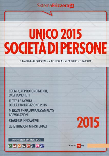 Unico 2015. Società di persone - copertina