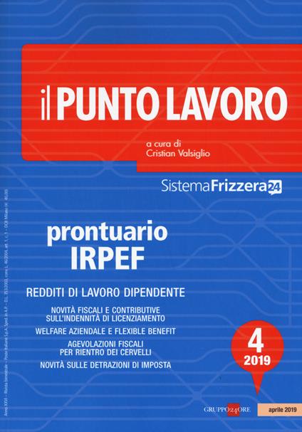 Il punto lavoro (2019). Vol. 4: Prontuario IRPEF - copertina