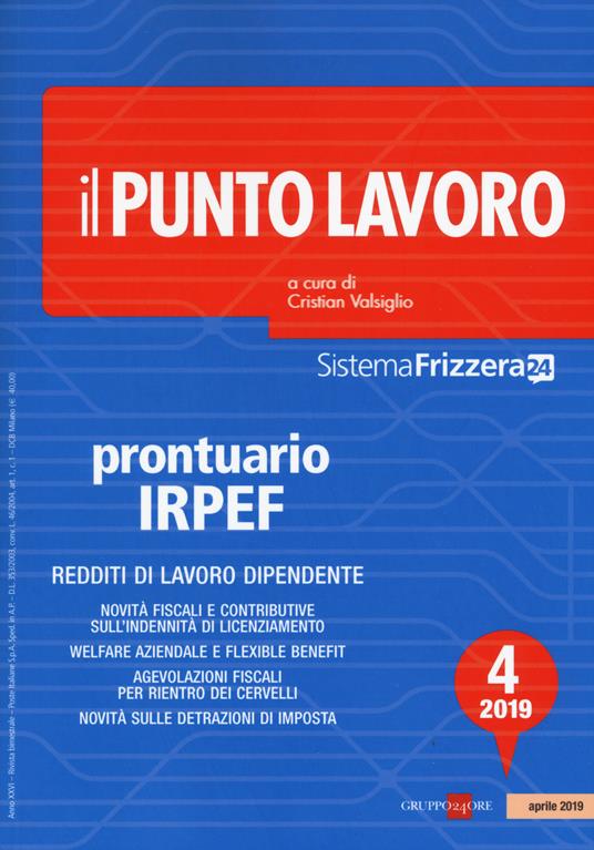 Il punto lavoro (2019). Vol. 4: Prontuario IRPEF - copertina