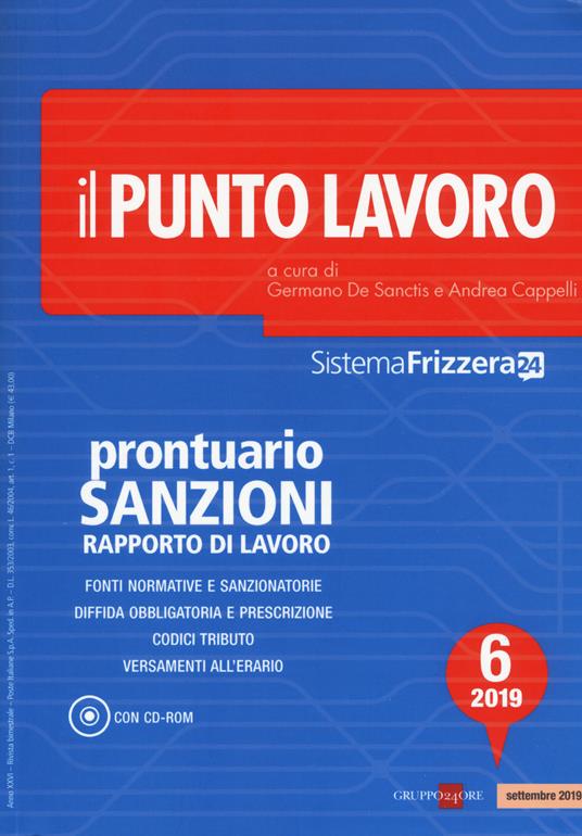 Il punto lavoro. Prontuario sanzioni rapporto di lavoro 2019. Con CD-ROM. Vol. 6 - copertina