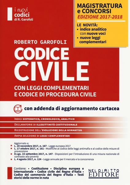 Codice civile con leggi complementari e codice di procedura civile. Con Contenuto digitale per download e accesso online - Roberto Garofoli - copertina