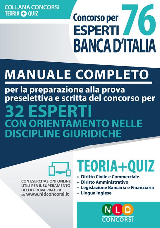 Preparazione al concorso per 76 esperti di banca d'Italia. Manuale completo. Con Contenuto digitale per accesso on line - copertina