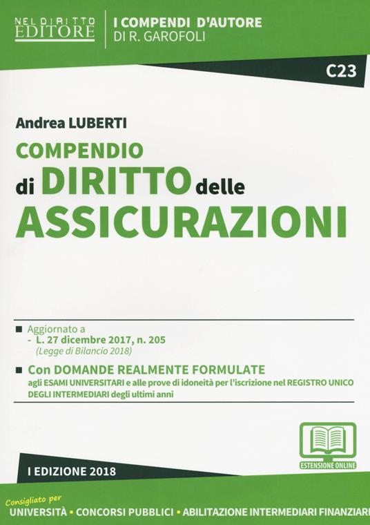 Compendio di diritto delle assicurazioni - Andrea Luberti - copertina