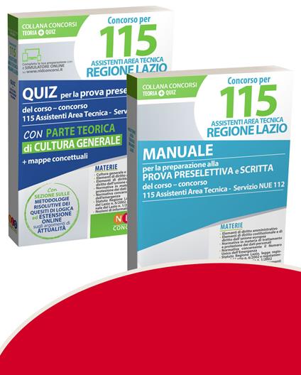 Concorso per 115 assistenti area tecnica Regione Lazio. Quiz per la prova preselettiva-Manuale per la prova preselettiva e scritta - copertina