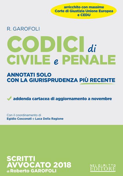 Codici di civile e penale. Annotati solo con la giurisprudenza più recente - Roberto Garofoli - copertina