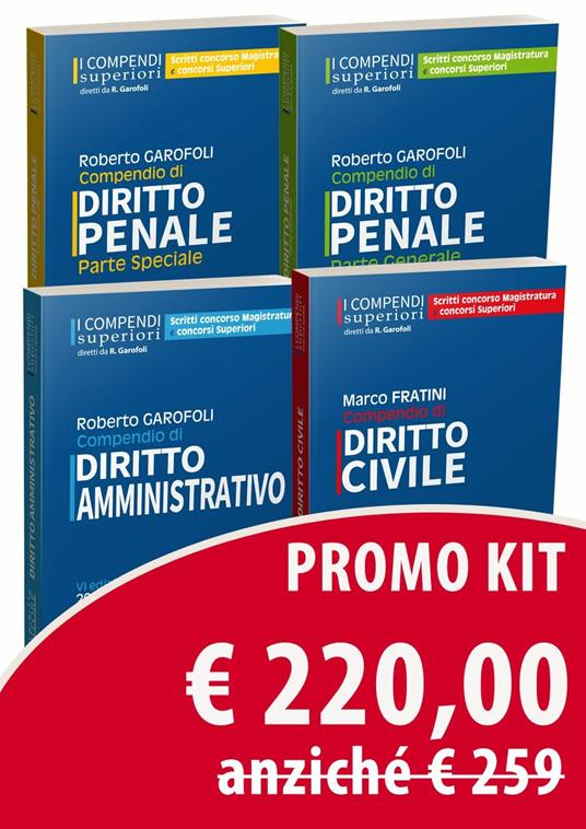 Kit 4 compendi superiori. Civile-penale generale-penale speciale-amministrativo - Roberto Garofoli - copertina