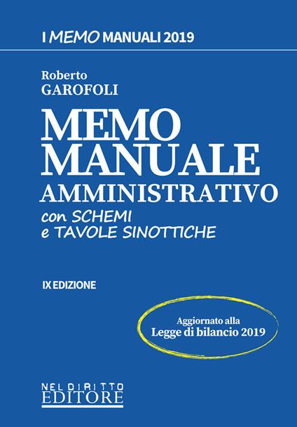 Memo manuale amministrativo. Con schemi e tavole sinottiche - Roberto Garofoli - copertina