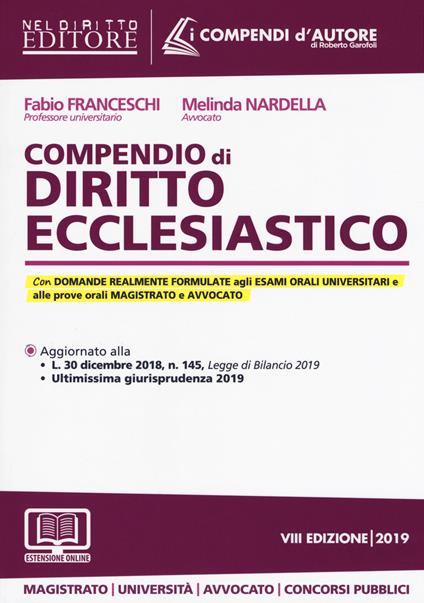 Compendio di diritto ecclesiastico. Con aggiornamento online - Fabio Franceschi,Melinda Nardella - copertina