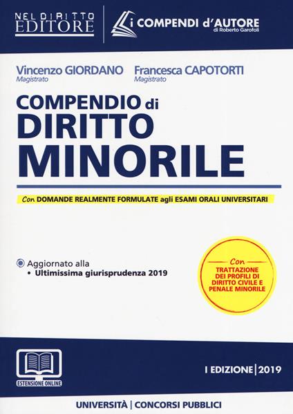 Compendio di diritto minorile. Con espansione online - Vincenzo Giordano,Francesca Capotorti - copertina