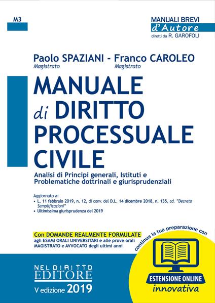 Manuale di diritto processuale civile. Con espansione online - Paolo Spaziani,Franco Caroleo - copertina