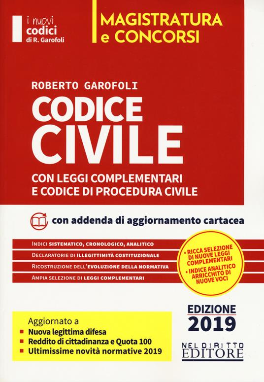 Codice civile con leggi complementari e codice di procedura civile - Roberto Garofoli - copertina