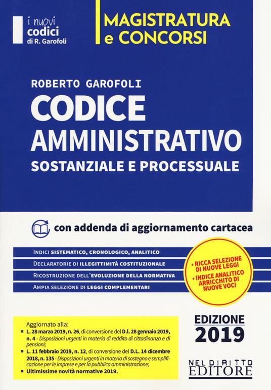 Codice amministrativo sostanziale e processuale - Roberto Garofoli - copertina