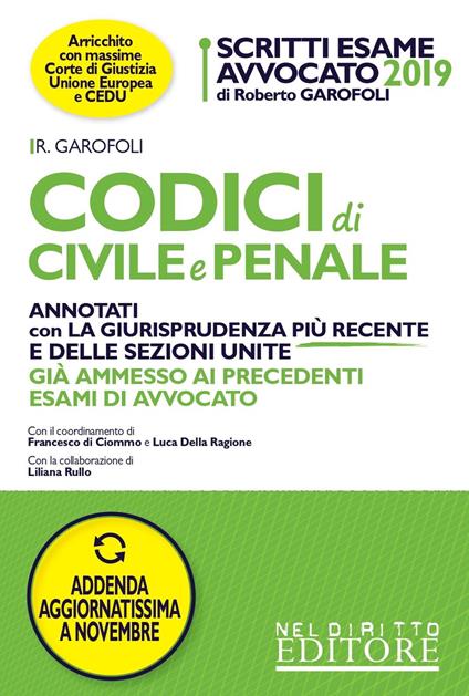 Codici di civile e penale. Annotati con la giurisprudenza più recente e delle sezioni unite. Con aggiornamento online - Roberto Garofoli - copertina