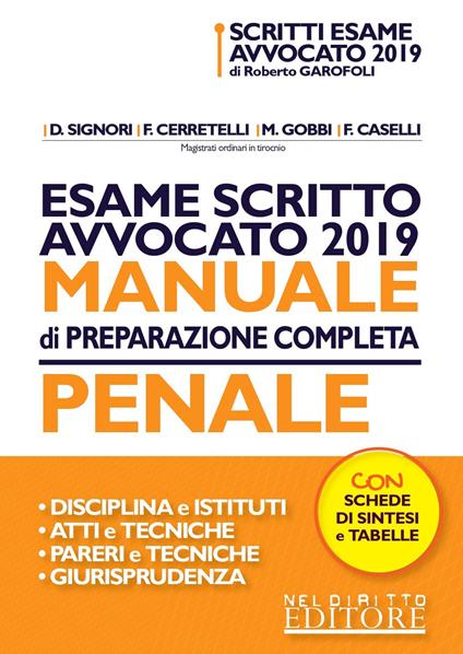 Esame scritto avvocato 2019. Manuale di preparazione completa penale - copertina