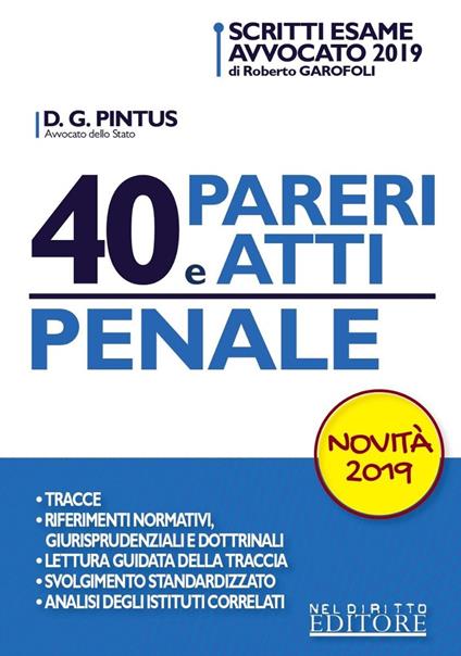 40 pareri e atti. Penale - Davide Giovanni Pintus - copertina